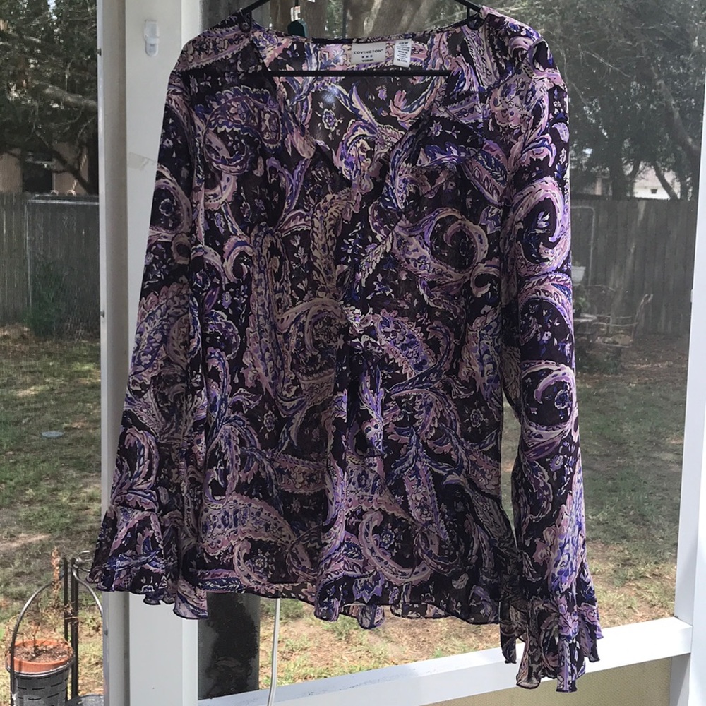 Covington purple ruffle dress shirt size 20W